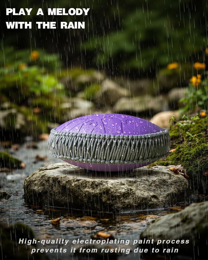 NIPINUS Rain Drum for Outside Garden, Large Steel Tongue Drum - 12 Inch 15 Notes Metal HandPan Drums,Waterproof Rain Chime,Musical Gifts - Image 5